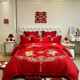 Chinese high-end wedding four-piece set big red bed sheets quilt cover embroidery wedding dowry wedding bedding