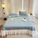 French romantic lace lace ice silk mat three-piece set summer cool air conditioning mat princess style bed sheet skirt