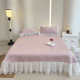 French romantic lace lace ice silk mat three-piece set summer cool air conditioning mat princess style bed sheet skirt