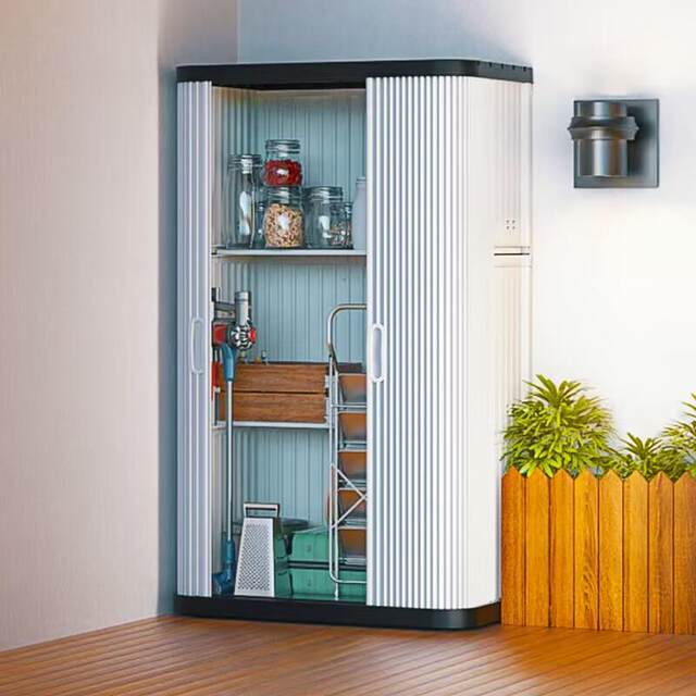 户外储物柜花园阳台杂物柜露天庭院工具置物柜室外防水防晒收纳柜