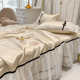 Fairy temperament ice silk mat three-piece set for summer washing and cool bed sheet princess lace edge air conditioning mat