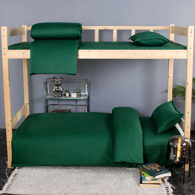 Customizable military training olive green top and bottom pure cotton three-piece set unit school dormitory bed sheet quilt cover bedding