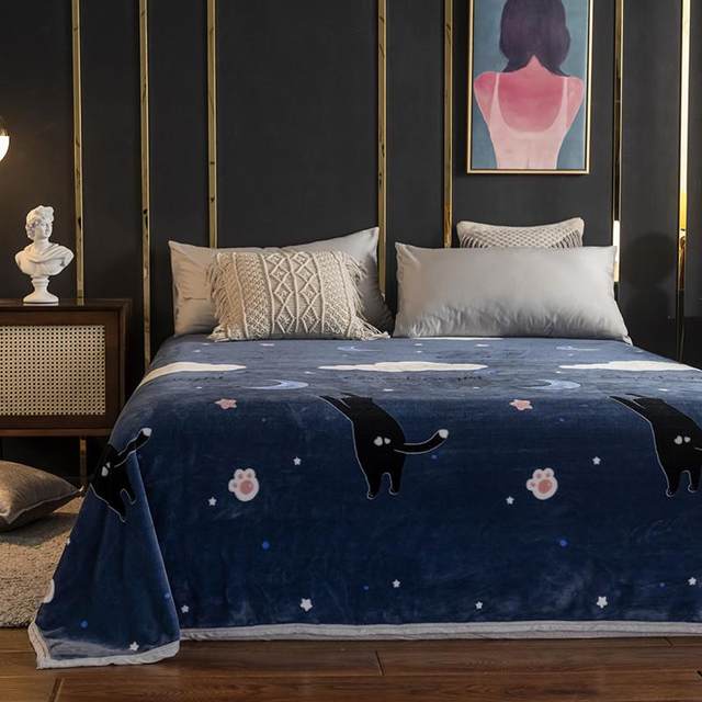 Winter flannel sheets single piece plus velvet thickened coral velvet mattress bed milk crystal fleece blanket sheet