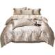 Export high-end imitation mulberry silk silk four-piece set ice-sensing silk quilt cover summer silky sheets and light luxury bedding products