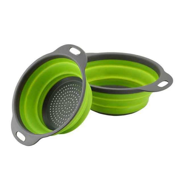 Round folding drain basket telescopic vegetable wash basket rice sieve two-piece set of fruit and vegetable basket plastic easy to store