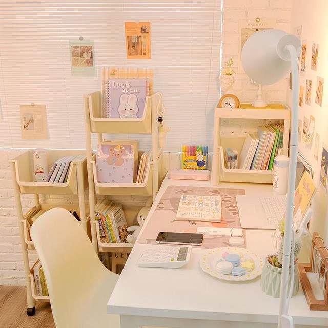 360 degree movable rotary bookshelf floor-standing shelf simple dormitory home bookcase children's desktop storage