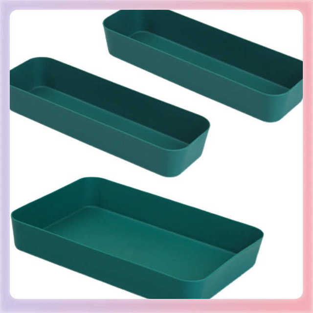 TUF4 rectangular drawer storage partition box desktop plastic small and medium kitchen cabinet tableware classification storage