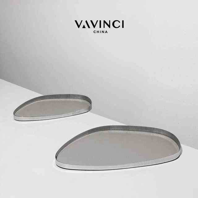 Fanqi Modern Light Luxury Restaurant Desktop Geometric Pallet Living Room Coffee Table Metal Leather Storage Panel Sample Room Ornaments