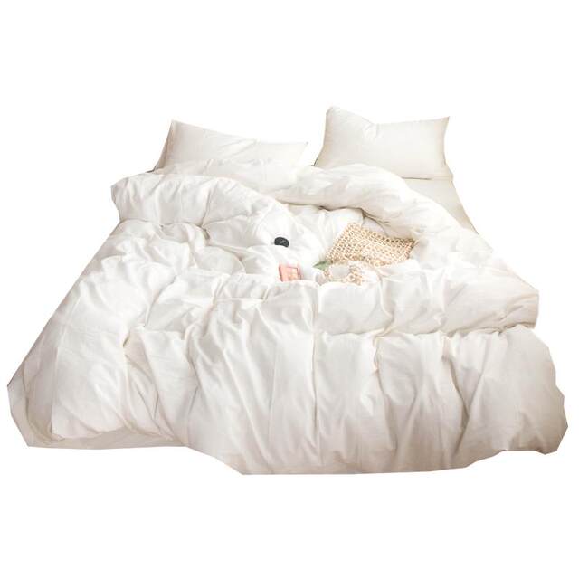 Pure white cotton wash cotton four-piece set white three-piece set simple Nordic style pure cotton bedding sheet