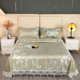 Summer ice silk cool mat three-piece set cool bed linen machine washing lace edge summer air conditioning soft mat can be customized