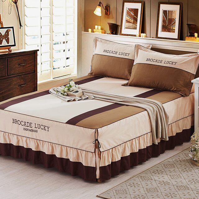 Bed skirt single piece bed cover bed skirt non-slip bed cover protective cover bed sheet three piece set 1.5m1.8Z m2.0 bed