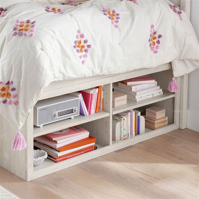 Small apartment boy and girl children's bed simple high t box storage solid wood bed 1.2 meters drawer half high bed single custom