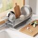 Kitchen 304 stainless steel drain rack bowl drying rack dish rack narrow edge ultra-narrow single-layer pool bowl and chopsticks plate storage rack