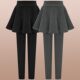 Spring and Autumn Large Size Hip Skirt Pants Fake Two-Piece Base V Pants Umbrella Skirt Plus Fleece Thickened Women's Elastic Waist Makes Slim Female Female Female