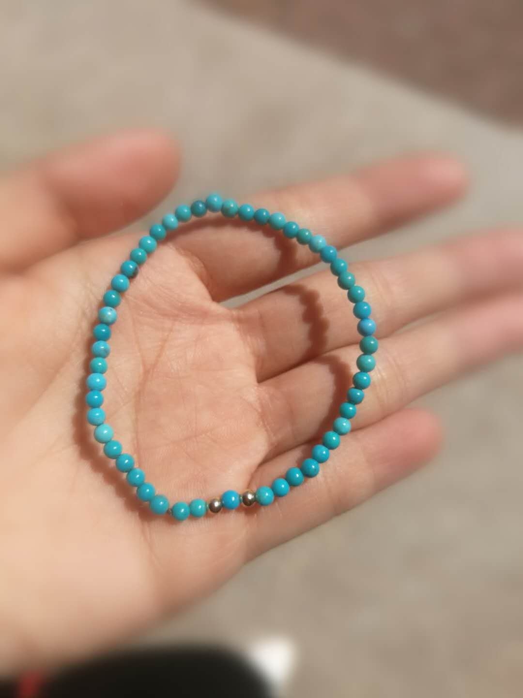 심플한 기질의 초미세 3MM 원시 청록색 14K 리얼 옐로우 18K 리얼 골드 팔찌 여성 선물용 하이 도자기 블루 팔찌