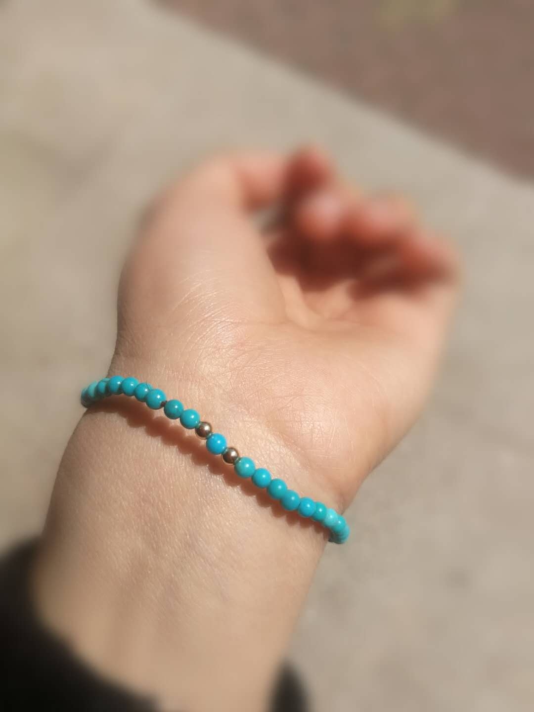 심플한 기질의 초미세 3MM 원시 청록색 14K 리얼 옐로우 18K 리얼 골드 팔찌 여성 선물용 하이 도자기 블루 팔찌