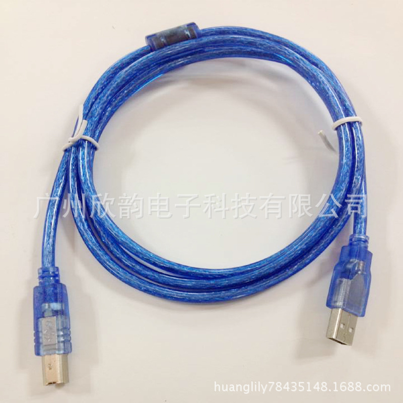 2.0 USB AM TO BM透明蓝1.5M-2