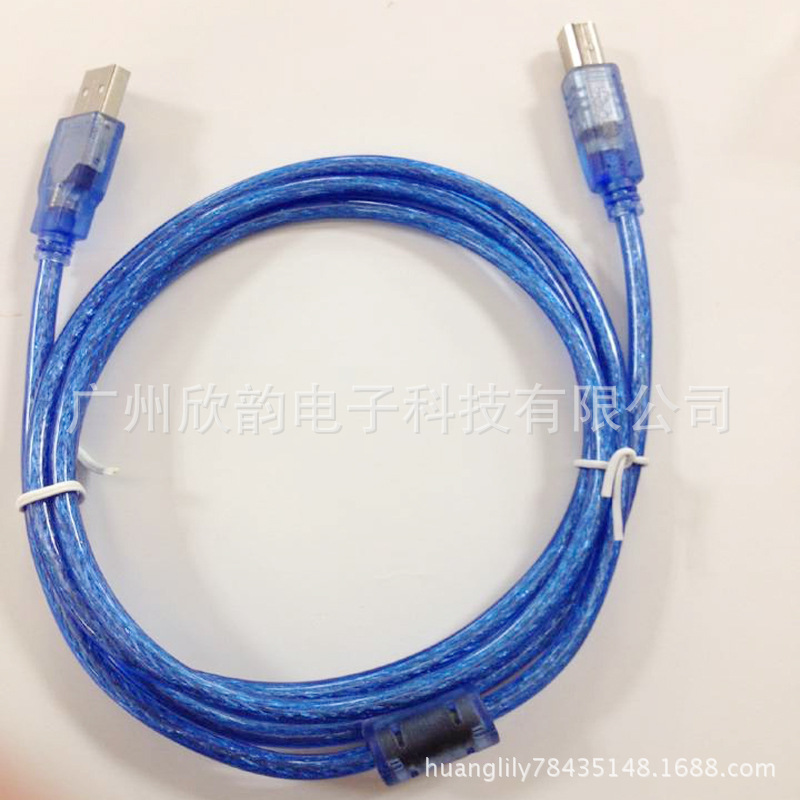 2.0 USB AM TO BM透明蓝1.5M-1