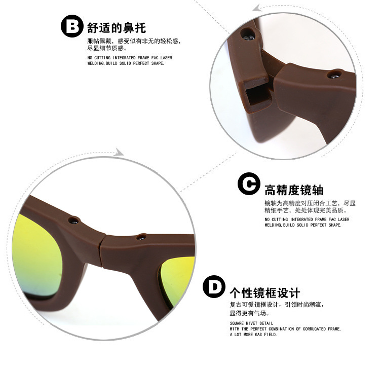 速卖通敦煌网时尚热卖厂家直销FDA CE米钉折叠太阳镜RB4105带盒子