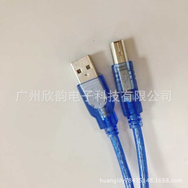 2.0 USB AM TO BM透明蓝1.5M-3
