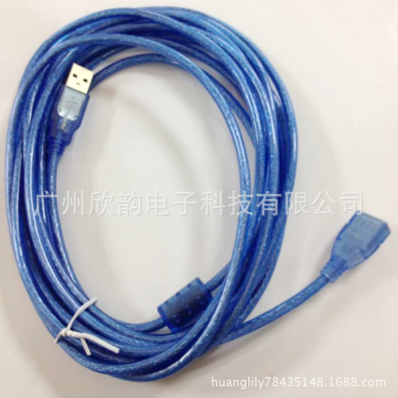 2.0 USB AM TO AF 透明蓝3M-1