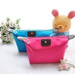 韩版水饺化妆包 可折叠PU皮拼接化妆包 防水洗簌纯色化妆包批发