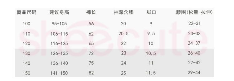 商品尺码