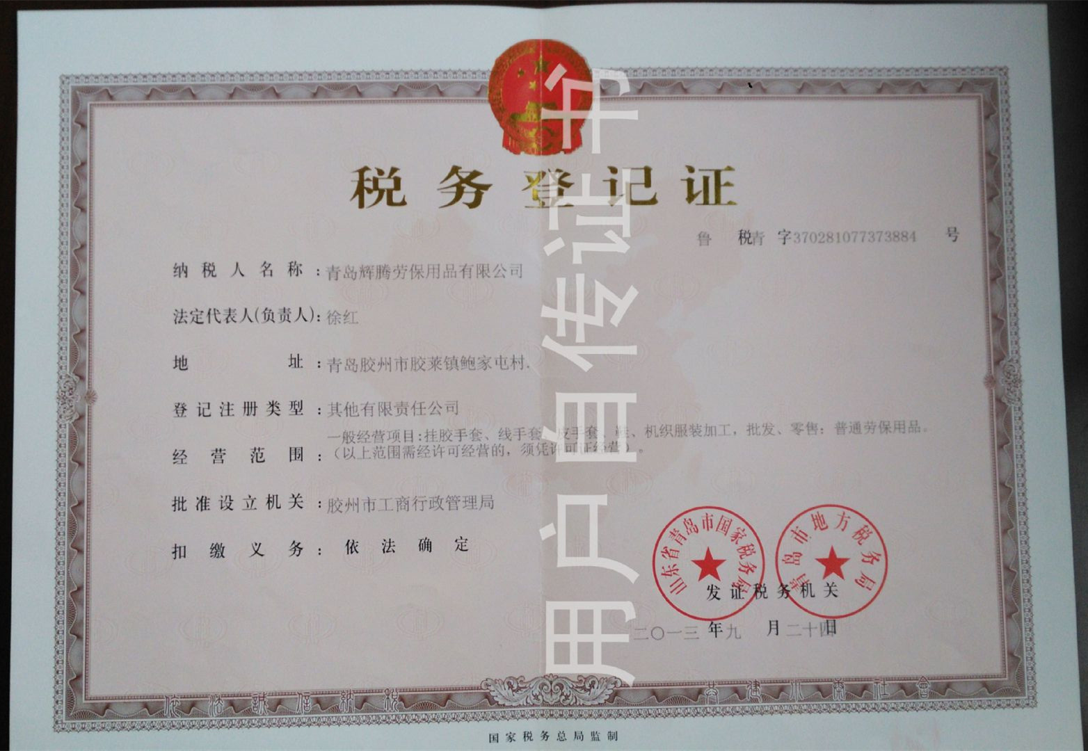 税务登记证正本