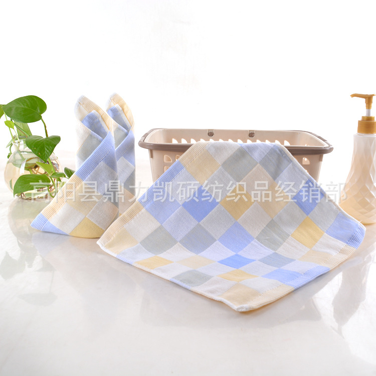 彩格纱布方巾