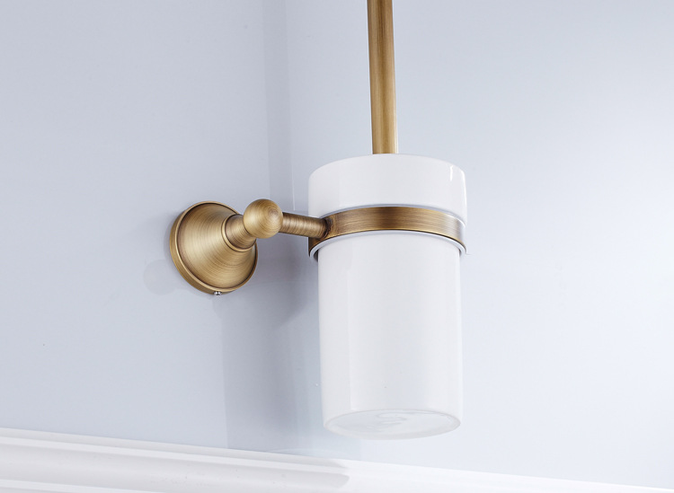 全铜欧式复古仿古马桶刷架套装组合卫浴五金挂件批发一