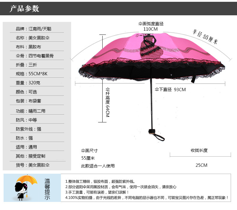 美女伞详情参数-蓝色版