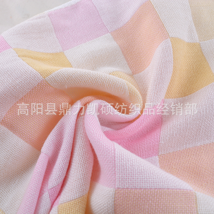 彩格纱布方巾