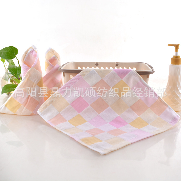 彩格纱布方巾