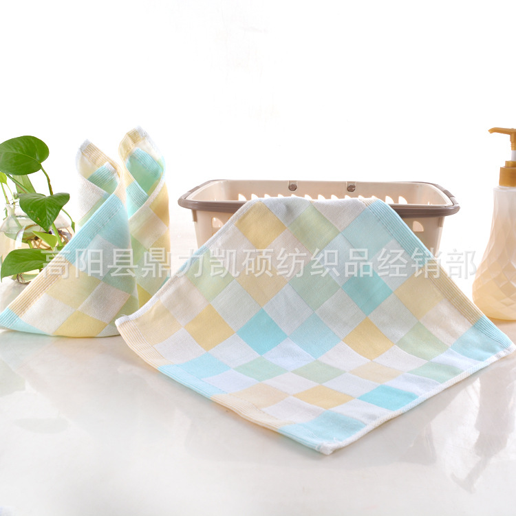 彩格纱布方巾