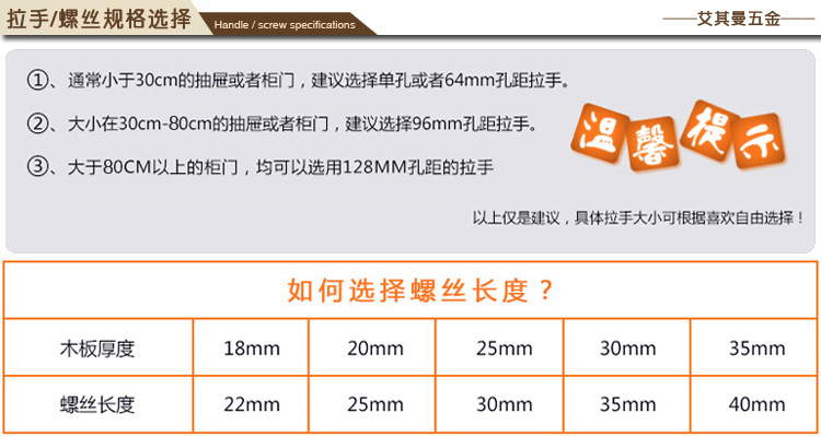 拉手螺丝规格选择副本