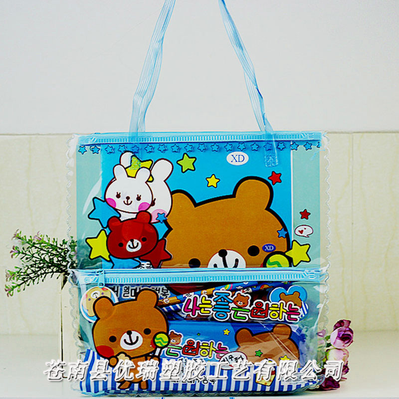 卡通文具手提包装袋 PVC手提大容量笔袋定制 学习用品 (2