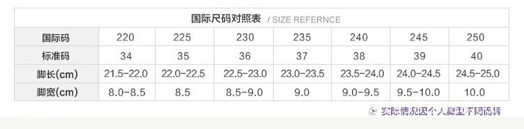 尺码表