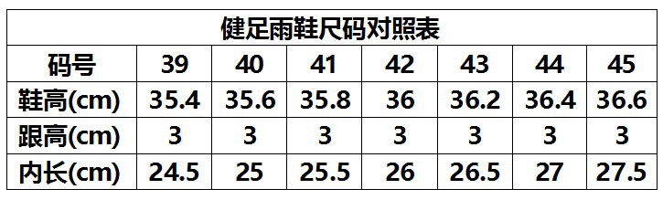 男雨鞋尺码表1