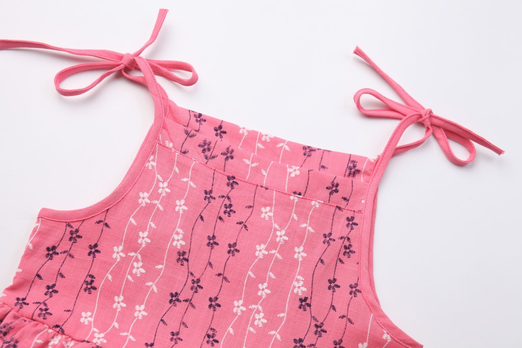 5棉麻-枚红色碎花吊带裙 (3)