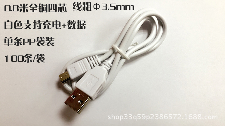 80全铜白色迷你数据线
