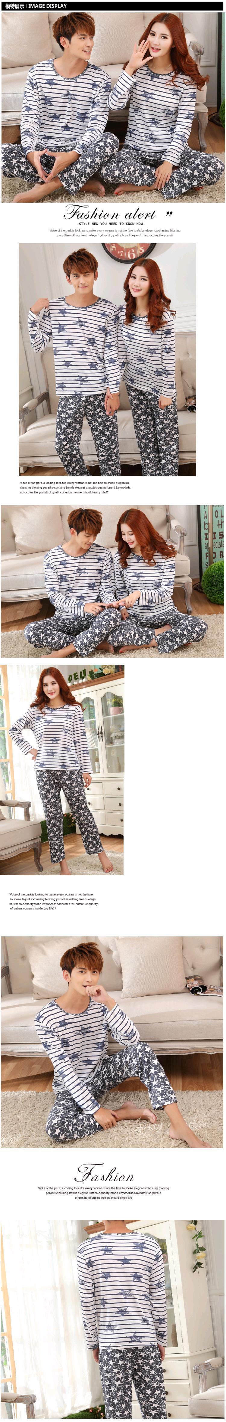 秋冬季情侣睡衣女士纯棉长袖家居服套装男人春夏季_详情