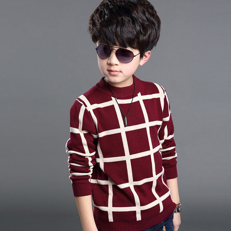 750格子大童酒红色A