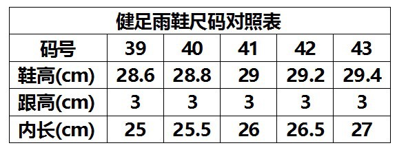 男雨鞋尺码表