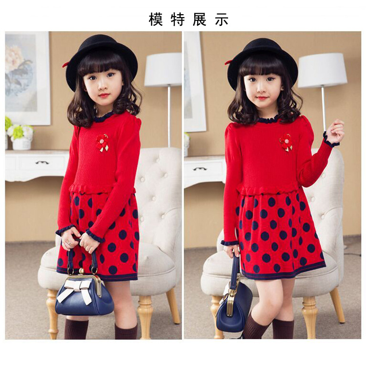 750新款圆点连衣裙模特展示