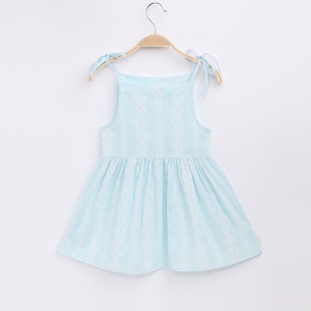 3棉麻-浅蓝色竖条花吊带裙 (2)