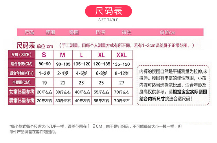 新 尺寸表标准