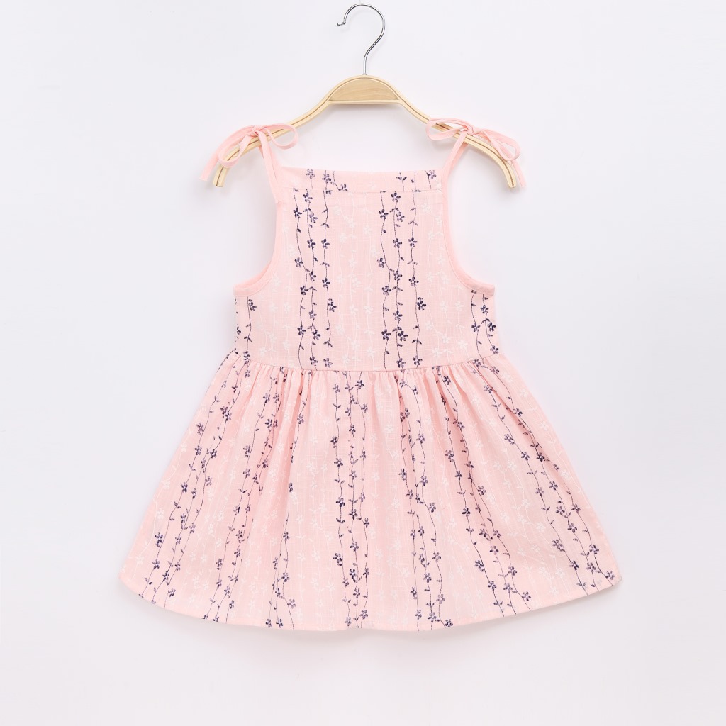 4棉麻-粉红色小花吊带裙 (2)