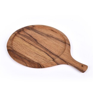 斑马木面包板披萨盘实木无漆水果砧板切菜板西餐木托盘带手柄圆形