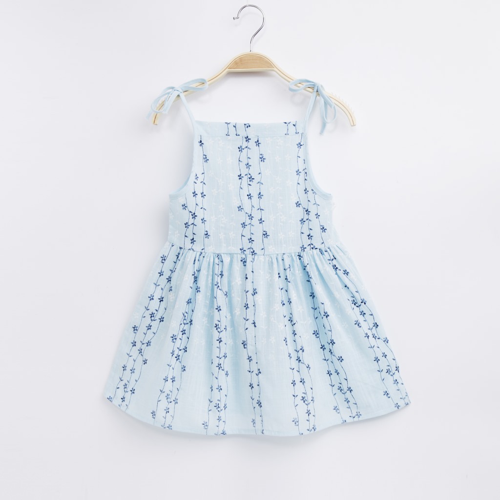 6棉麻-浅蓝色碎花吊带裙 (2)