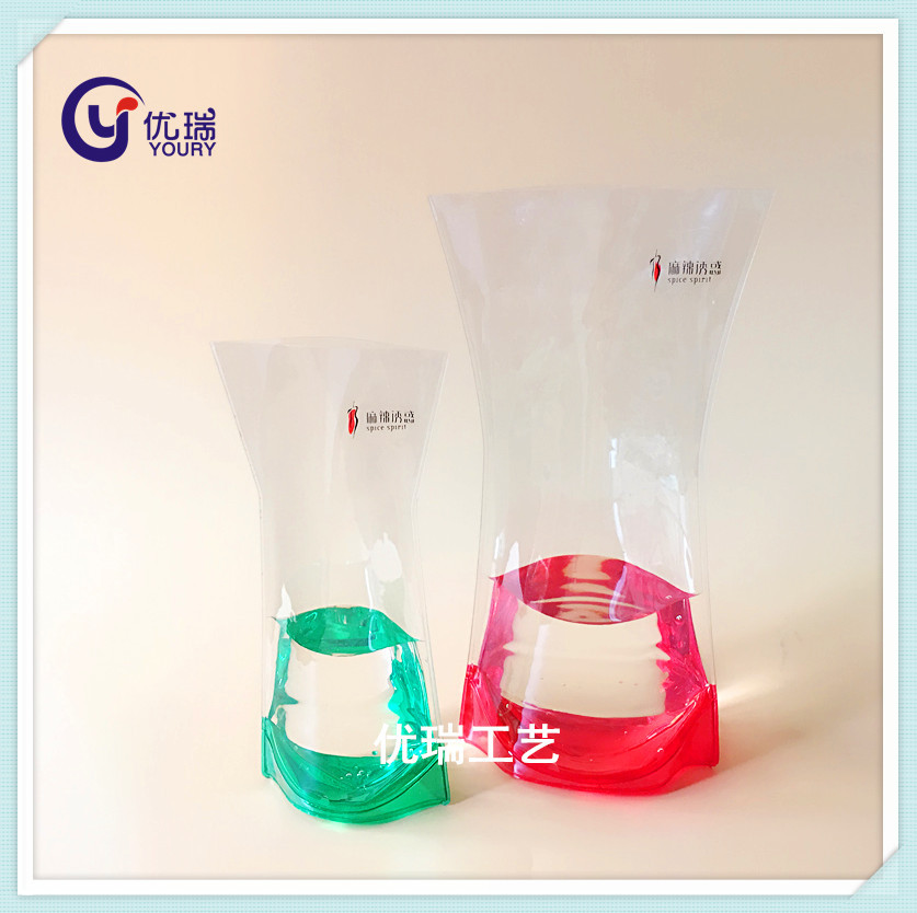 厂家定制塑料花瓶 PVC折叠花瓶 透明水培花瓶 低碳环保 简